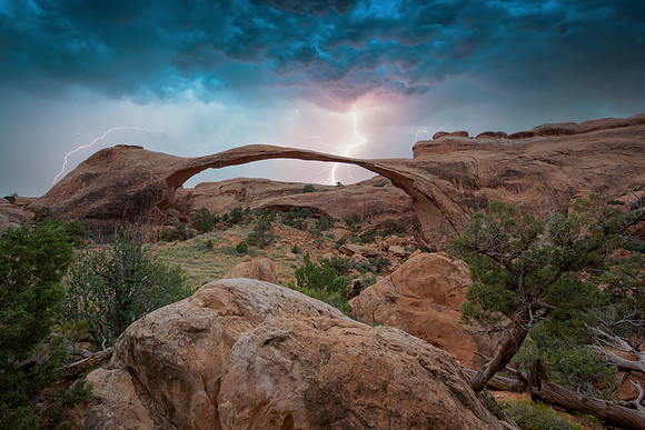 "Landscape Arch Lightning"